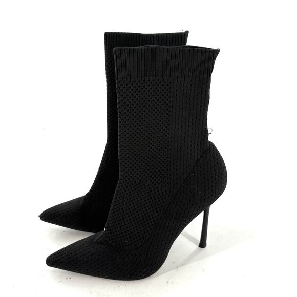 Zara Sock Boots 36 6 Heel Ankle Booties Glam Dressy Capsule Minimalist - Picture 1 of 5